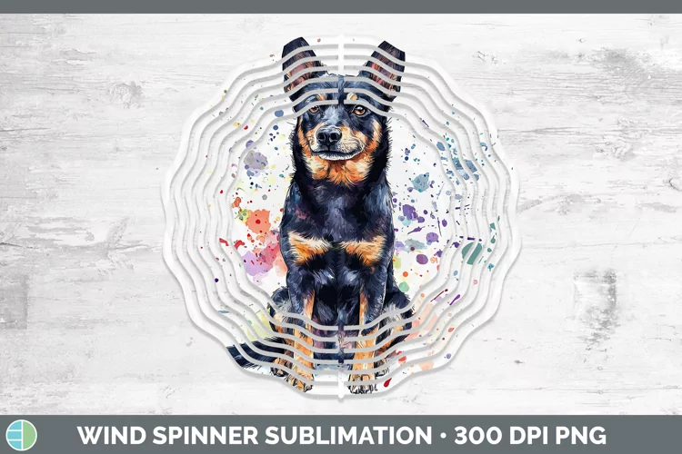 Watercolor Splash Australian Kelpie Wind Spinner Sublimation