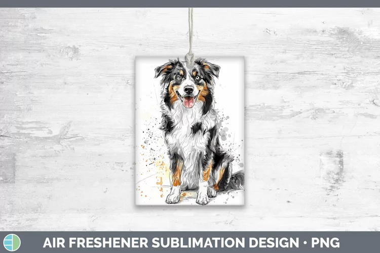 Watercolor Splash Australian Shepherd Air Freshener Sublimat