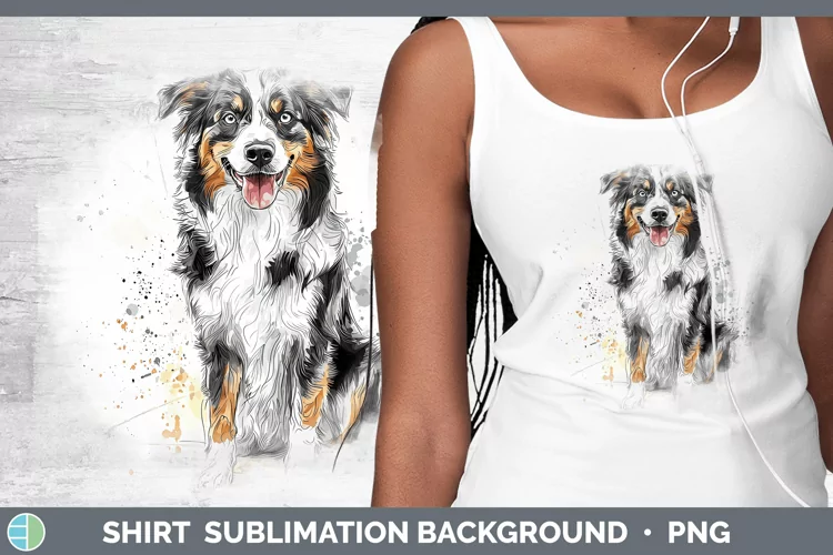 Watercolor Splash Australian Shepherd Shirt Sublimation Subl