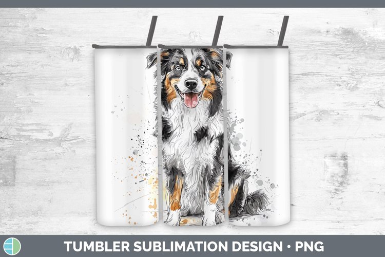 Watercolor Splash Australian Shepherd Tumbler Sublimation 20