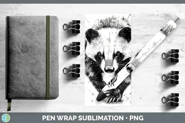 Watercolor Splash Badger Pen Wrap Sublimation Pen Designs