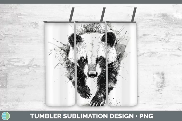 Watercolor Splash Badger Tumbler Sublimation 20 oz Skinny Tu