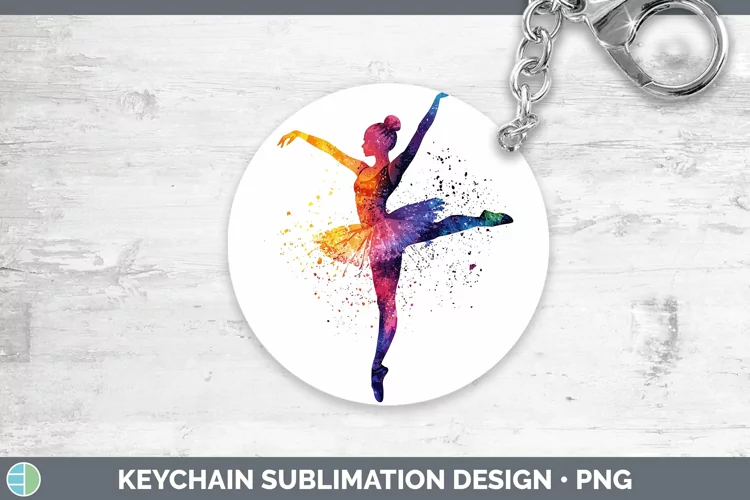 Watercolor Splash Ballerina Keychain Sublimation Keyring Des