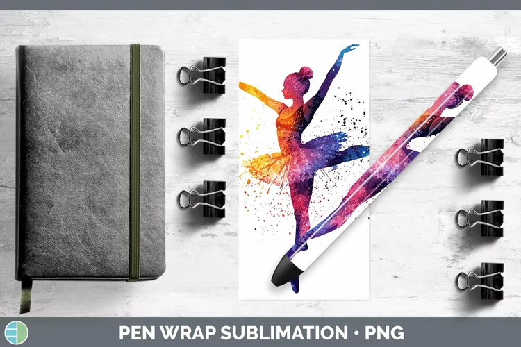 Watercolor Splash Ballerina Pen Wrap Sublimation Pen Designs