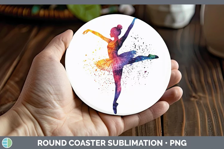 Watercolor Splash Ballerina Round Coaster Sublimation Coaste