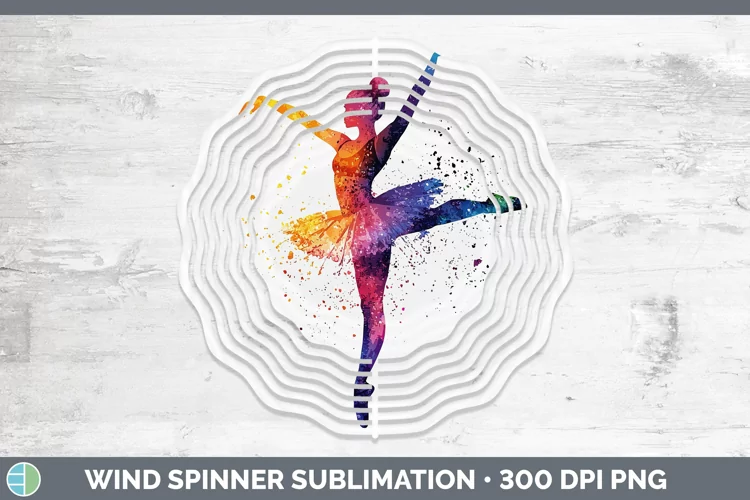 Watercolor Splash Ballerina Wind Spinner Sublimation Spinner