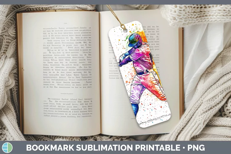 Watercolor Splash Baseball Bookmark Sublimation Printable De