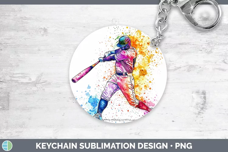 Watercolor Splash Baseball Keychain Sublimation Keyring Desi