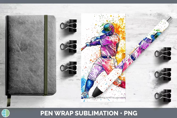 Watercolor Splash Baseball Pen Wrap Sublimation Pen Designs