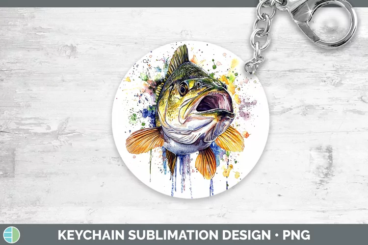 Watercolor Splash Bass Keychain Sublimation Keyring Designs