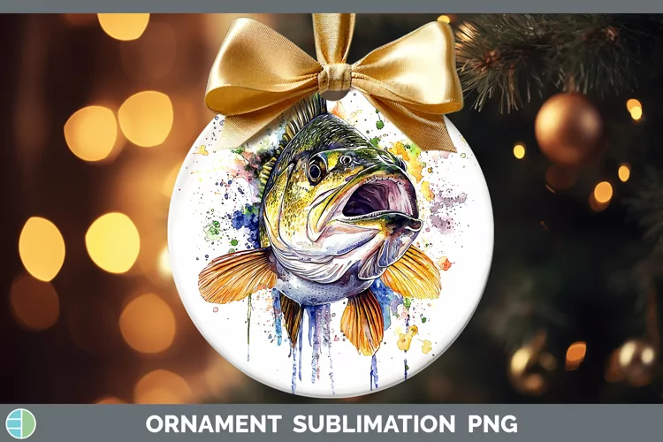 Watercolor Splash Bass Ornament Sublimation Bauble Designs