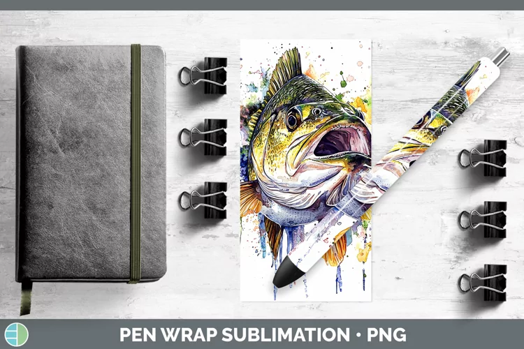 Watercolor Splash Bass Pen Wrap Sublimation Pen Designs