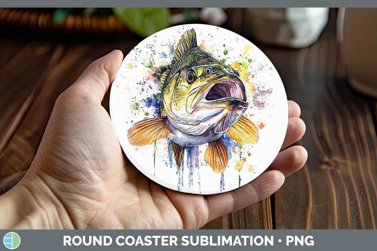Watercolor Splash Bass Round Coaster Sublimation Coaster Des