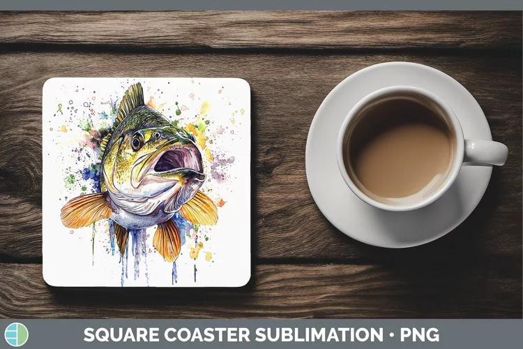 Watercolor Splash Bass Square Coaster Sublimation Coaster De