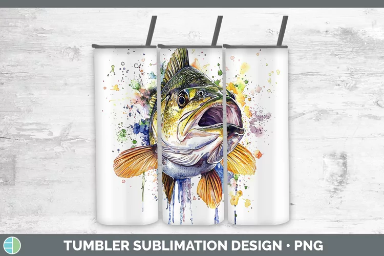 Watercolor Splash Bass Tumbler Sublimation 20 oz Skinny Tumb