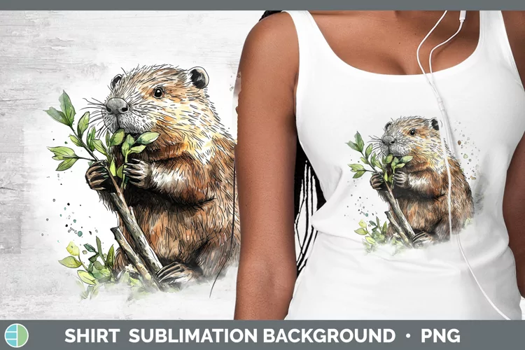 Watercolor Splash Beaver Shirt Sublimation Sublimation Backg