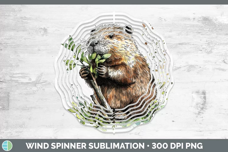 Watercolor Splash Beaver Wind Spinner Sublimation Spinner De
