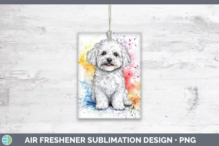 Watercolor Splash Bichon Frise Air Freshener Sublimation Car