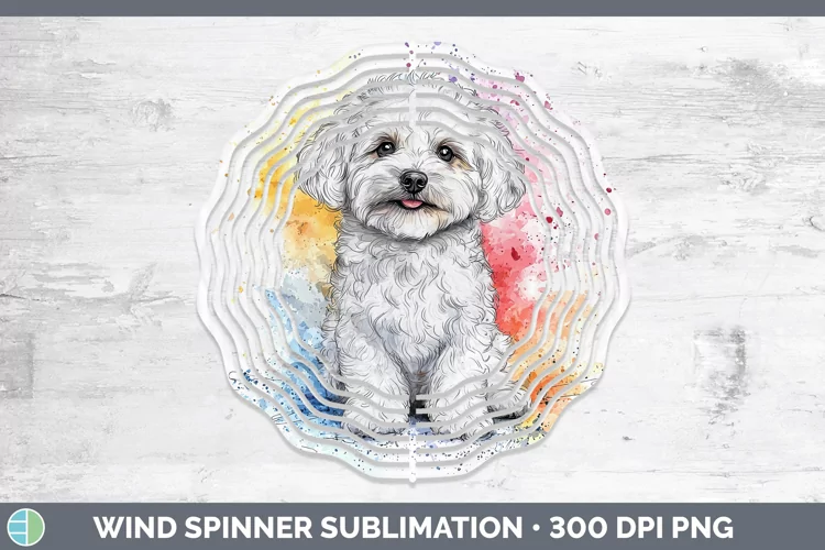 Watercolor Splash Bichon Frise Wind Spinner Sublimation Spin