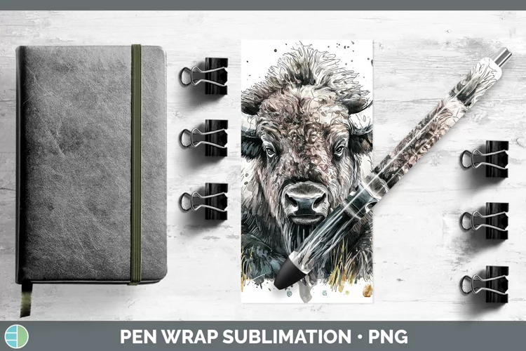 Watercolor Splash Bison Pen Wrap Sublimation Pen Designs