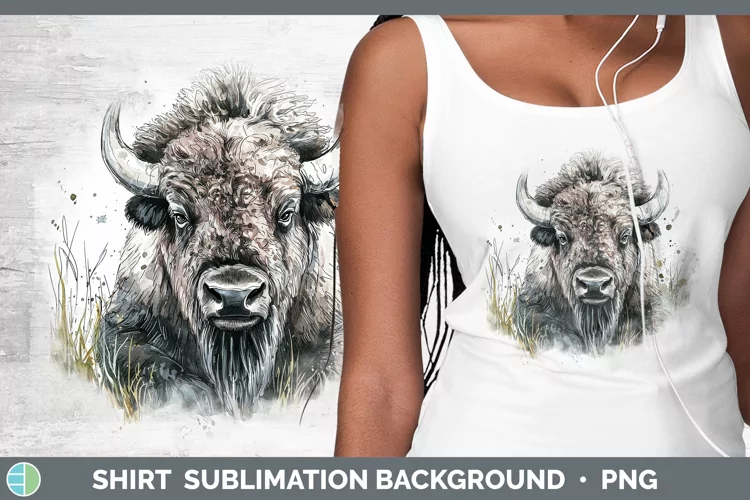 Watercolor Splash Bison Shirt Sublimation Sublimation Backgr