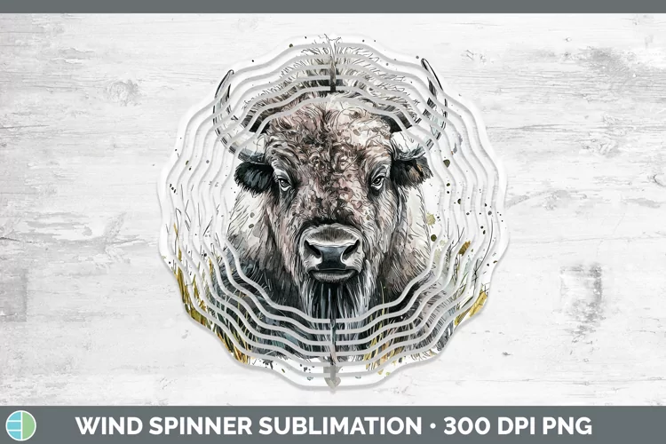 Watercolor Splash Bison Wind Spinner Sublimation Spinner Des