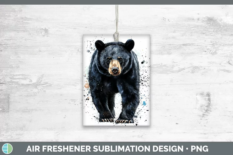 Watercolor Splash Black Bear Air Freshener Sublimation Car F