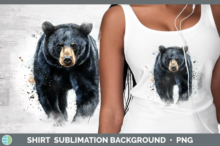 Watercolor Splash Black Bear Shirt Sublimation Sublimation B