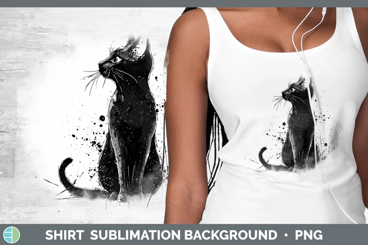Watercolor Splash Black Cat Shirt Sublimation Sublimation Ba