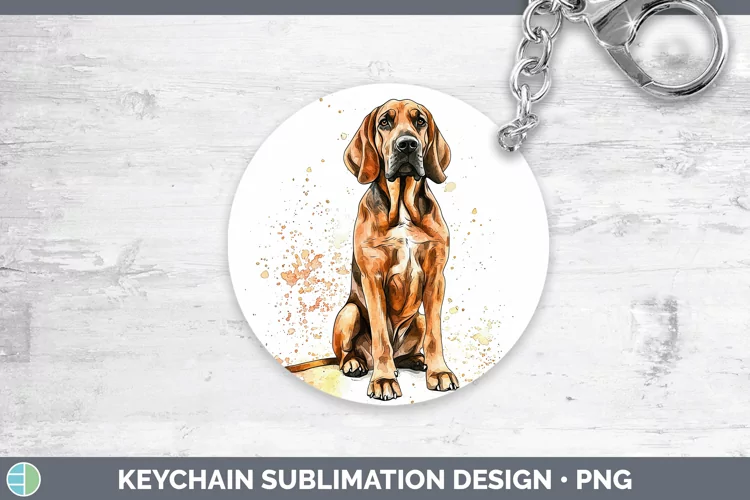 Watercolor Splash Bloodhound Keychain Sublimation Keyring De