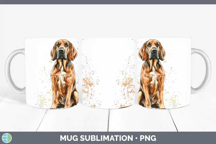 Watercolor Splash Bloodhound Mug Wrap Sublimation Coffee Cup