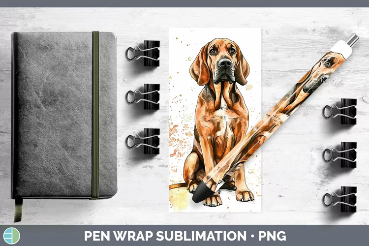Watercolor Splash Bloodhound Pen Wrap Sublimation Pen Design