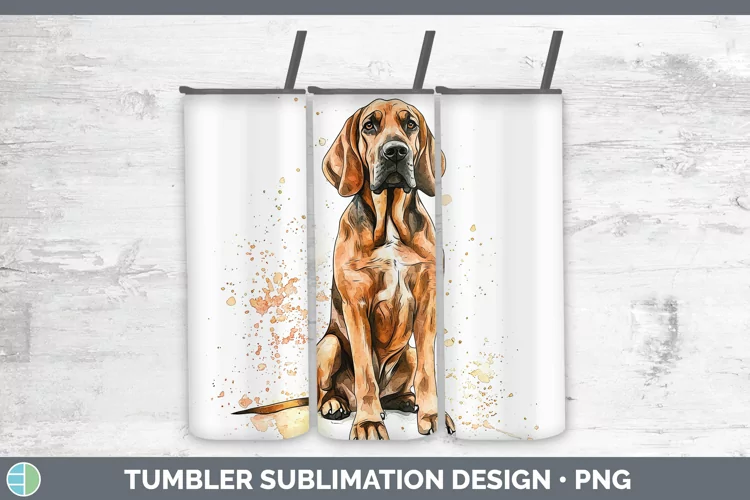 Watercolor Splash Bloodhound Tumbler Sublimation 20 oz Skinn