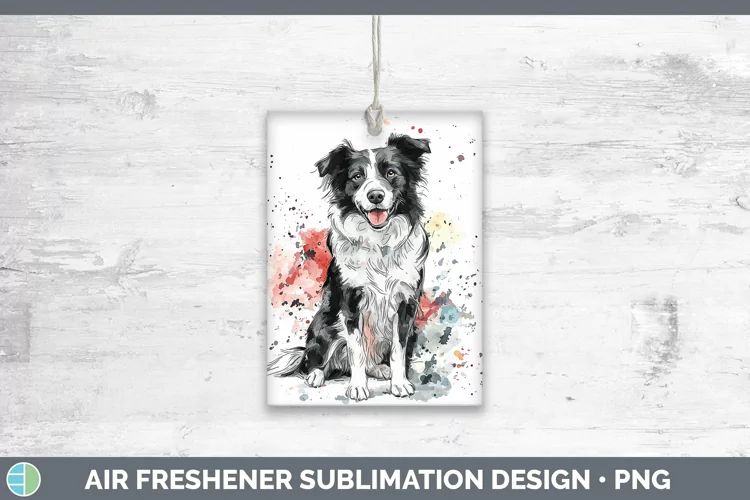 Watercolor Splash Border Collie Air Freshener Sublimation Ca