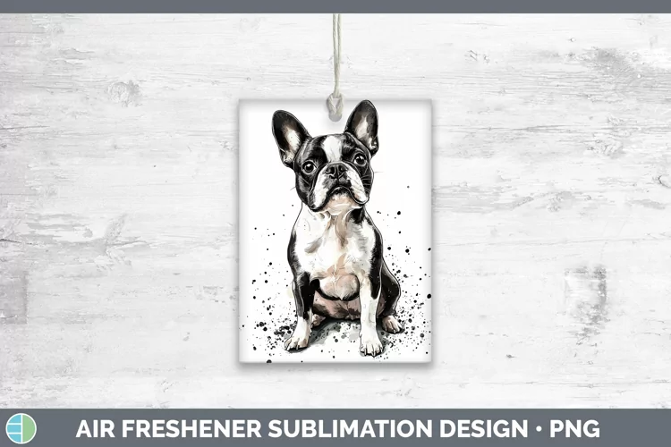 Watercolor Splash Boston Terrier Air Freshener Sublimation C