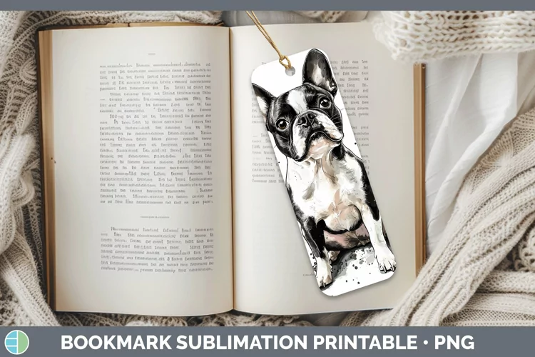Watercolor Splash Boston Terrier Bookmark Sublimation Printa