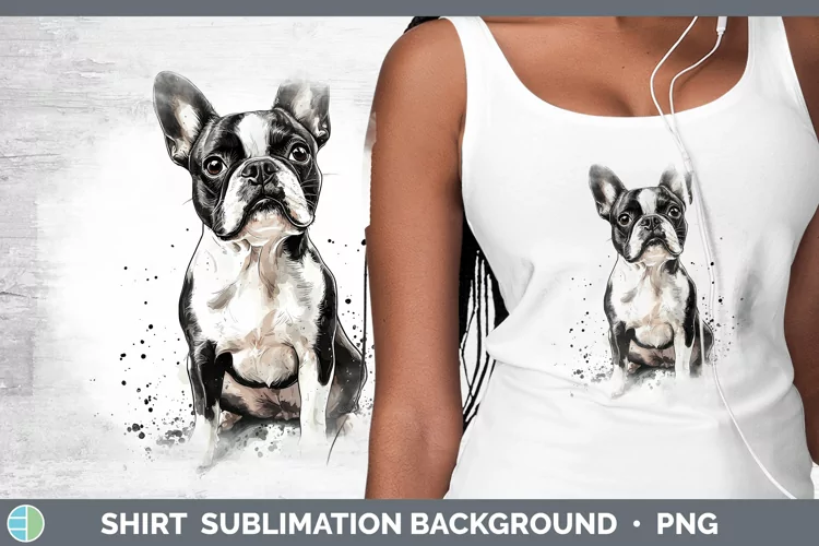 Watercolor Splash Boston Terrier Shirt Sublimation Sublimati