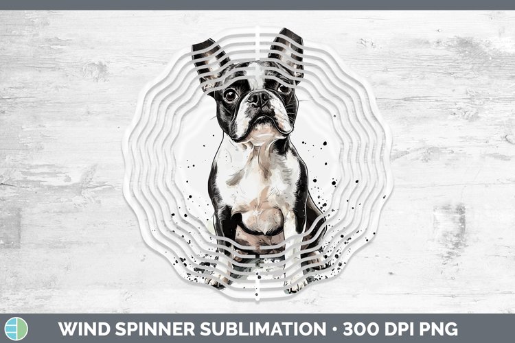 Watercolor Splash Boston Terrier Wind Spinner Sublimation Sp