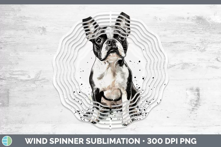 Watercolor Splash Boston Terrier Wind Spinner Sublimation Sp