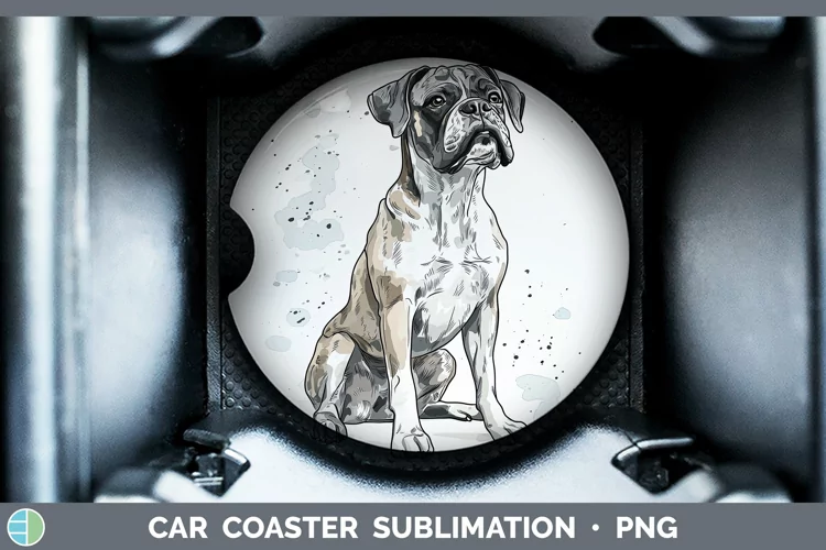 Watercolor Splash Boxer Car Coaster Sublimation Designs