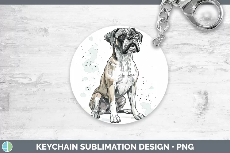 Watercolor Splash Boxer Keychain Sublimation Keyring Designs