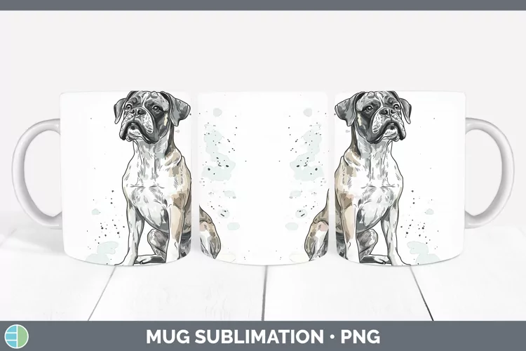 Watercolor Splash Boxer Mug Wrap Sublimation Coffee Cup Desi
