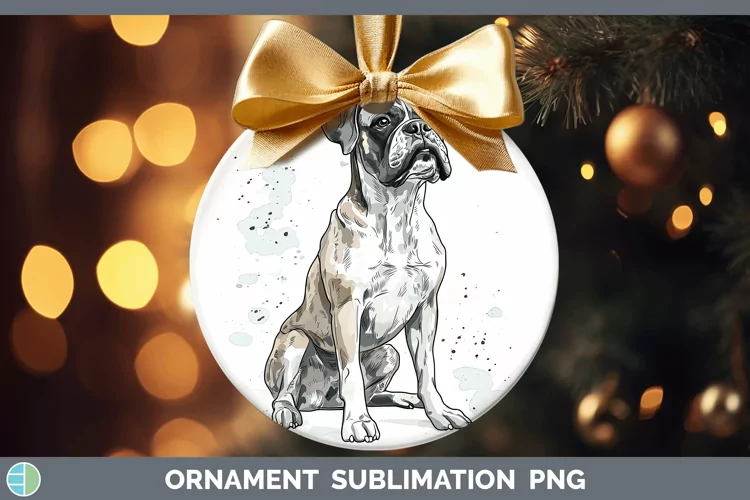 Watercolor Splash Boxer Ornament Sublimation Bauble Designs