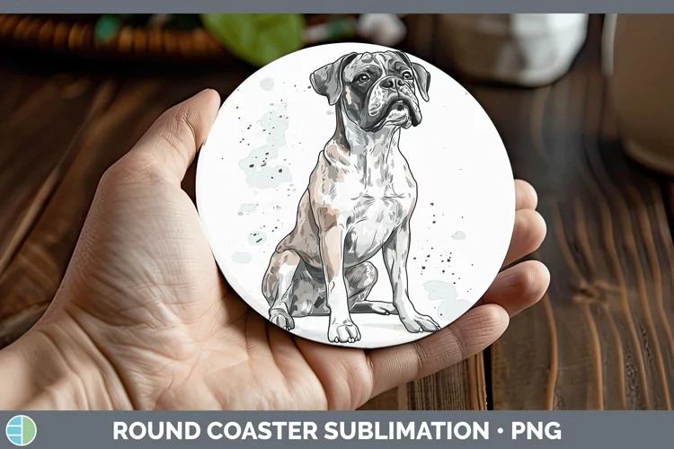 Watercolor Splash Boxer Round Coaster Sublimation Coaster De