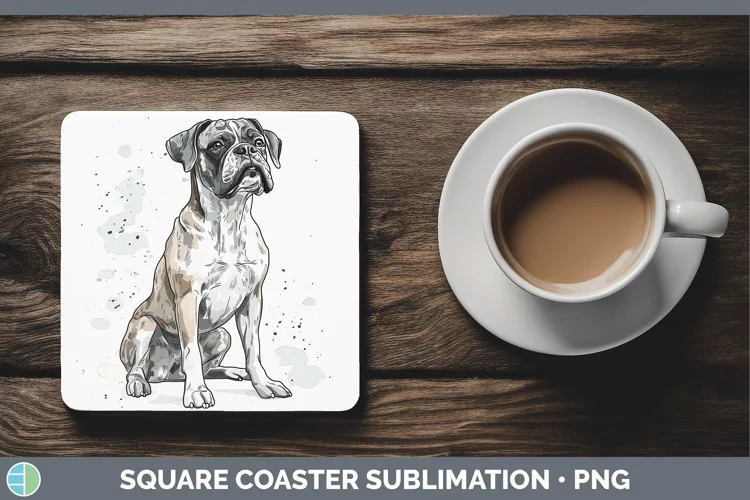 Watercolor Splash Boxer Square Coaster Sublimation Coaster D