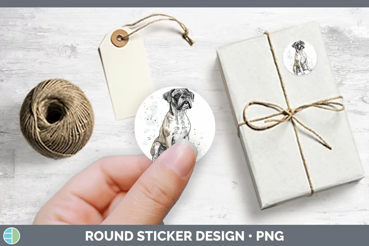 Watercolor Splash Boxer Stickers | Round Labels Designs