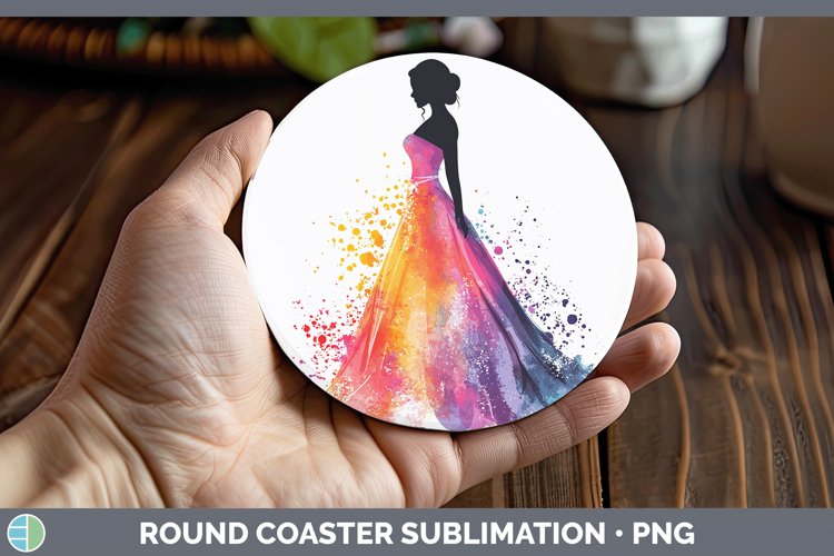GorgeousWatercolor Splash Round Coaster design.