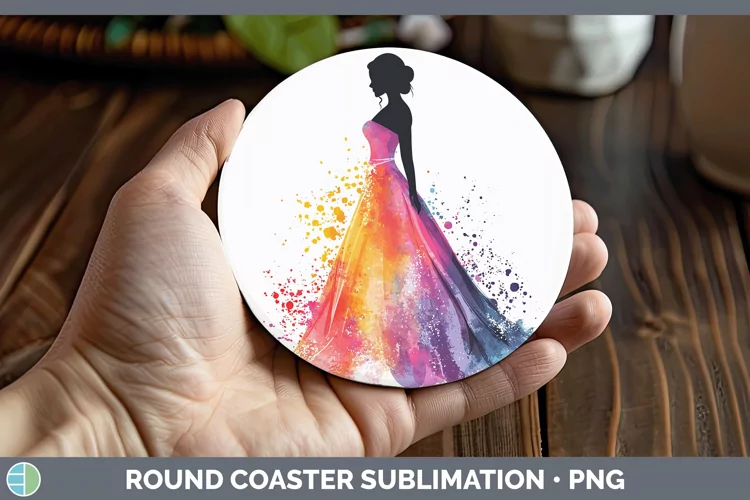 Watercolor Splash Bride Round Coaster Sublimation Coaster De