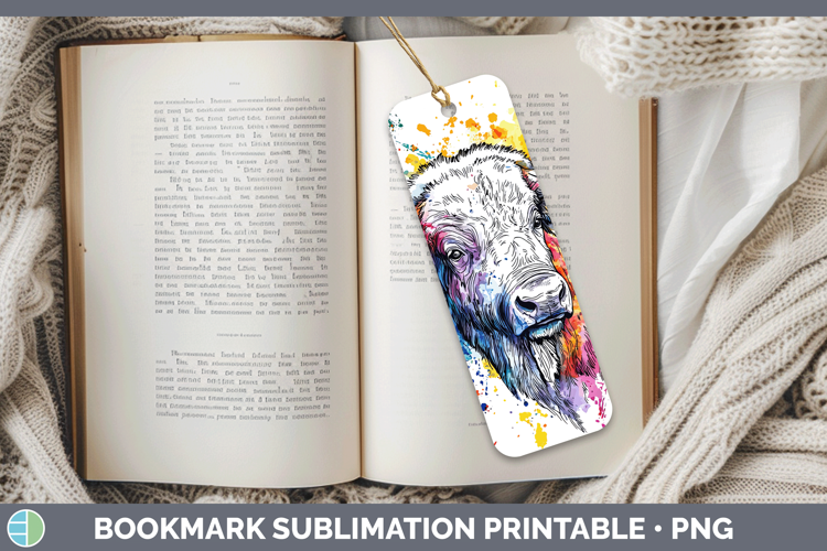 Watercolor Splash Buffalo Bookmark Sublimation Printable Des