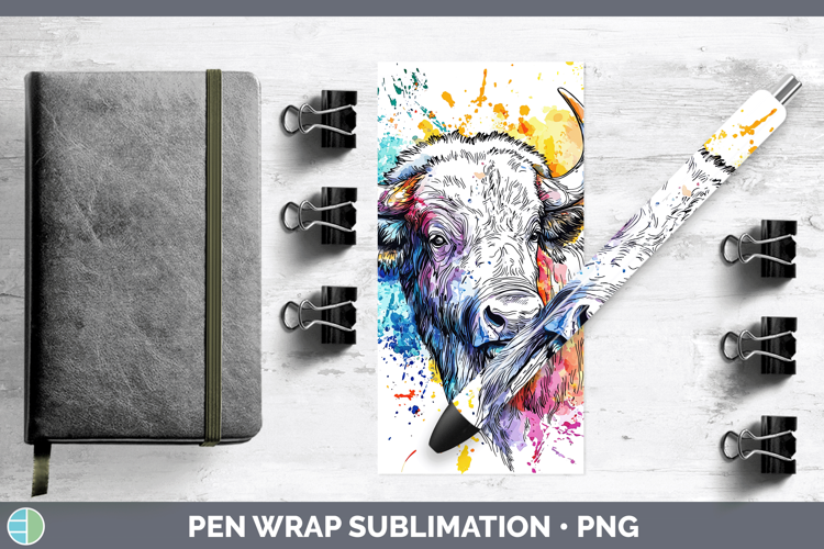 Watercolor Splash Buffalo Pen Wrap Sublimation Pen Designs